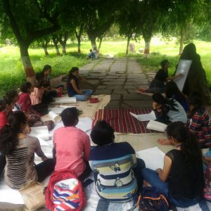 Outdoor classes for fashion designing students